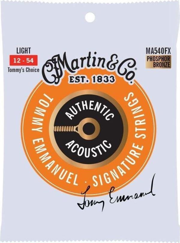 Martin Co MA540FX Flex Core Phosphor Bronze "Tommy Emmanuel's Choice" Akustik Gitar Teli Light 12-54 - Image 1