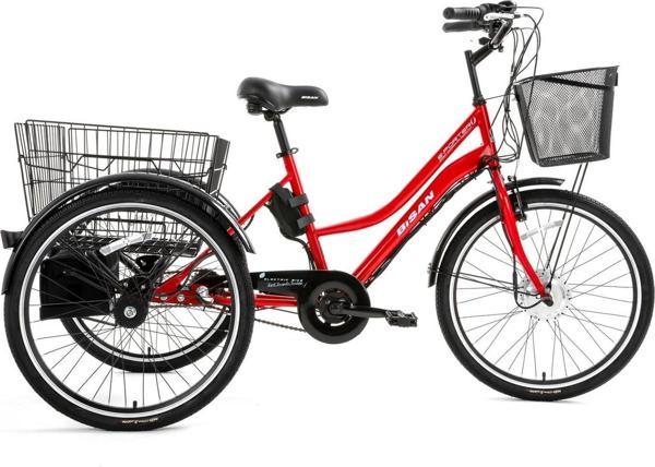 Bisan Porter 24 Jant 3 Tekerli Cargo Bisiklet Kırmızı Beyaz - Image 1