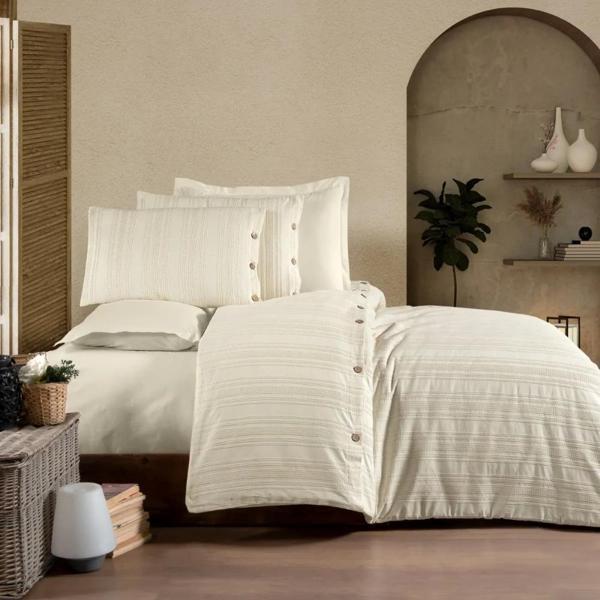 Zebra Casa Likya Çift Kişilik 6 Parça Nevresim Takımı Krem Renk  - Image 1