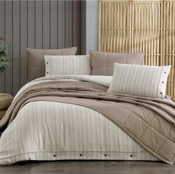 Zebra Casa Olive Çift Kişilik 7 Parça Yatak Örtüsü Seti Kahverengi - Image 1