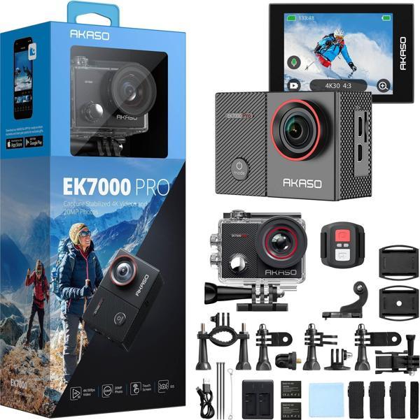 Akaso EK7000 Pro 4K Wi-Fi Aksiyon Kamera ve Süper Aksesuar Seti (Akaso Türkiye 2 Yıl Garantili) - Image 1