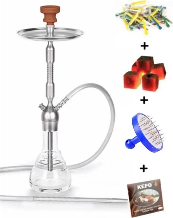 Profesyonel Kilitli Nargile Takımı 70 Cm - Folyo - Delgeç - Sipsi - Kömür Seti - Image 1