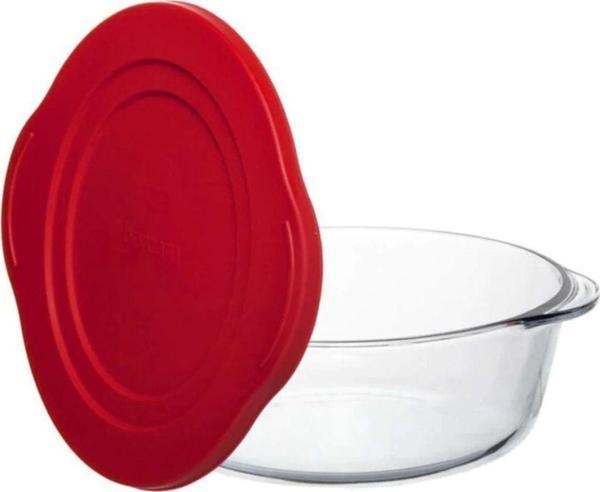 Paşabahçe 59001 Kırmızı Silikon Kapaklı Büyük Borcam Tencere 2100 CC 25x22 CM - Image 1