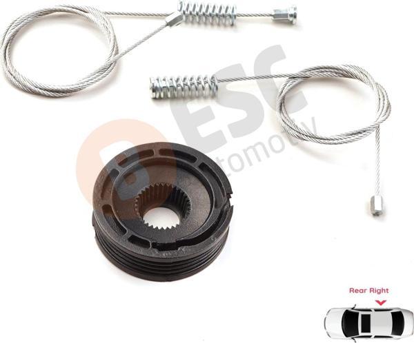 ESC Otomotiv Jaguar XK8/XKR CC İçin Arka Sağ Cam Kriko Tamir Seti - Image 1