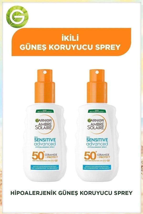 Garnier Ambre Solaire Sensitive Advanced Güneş Koruyucu Sprey Gkf50 150ml 2'li Güneş Kremi Seti - Image 1