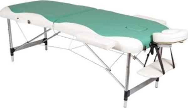 Medwelt Alüminyüm Ayaklı Masaj Masası, Katlanabilir, Yeşil - Beyaz - Image 1