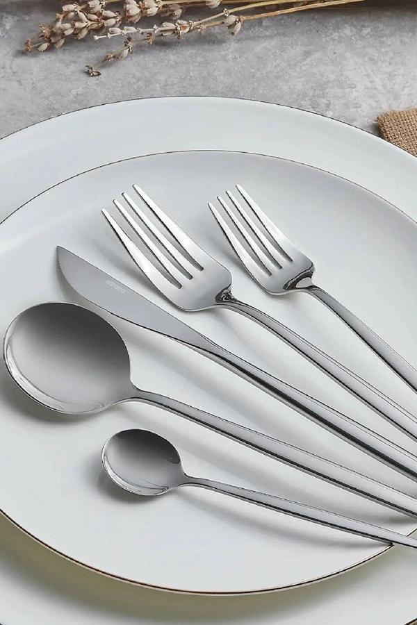  Karaca Orion Platin 30 Parça 6 Kişilik Çatal Kaşık Bıçak Seti - Image 1