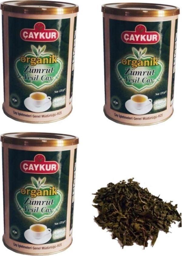 Çaykur 3X125 Gr Özel Seri Organik Zümrüt Yaprak Yeşil Çay 375 Gr - Image 1