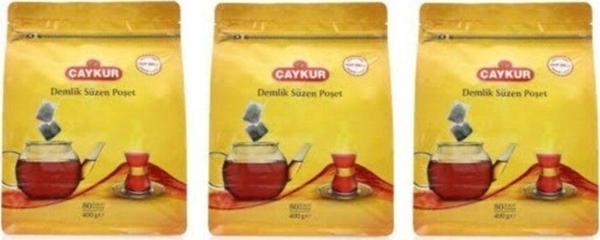 Çaykur Demlik Süzen Poşet Çay 80'Li 400 Gr (3 Adet) - Image 1