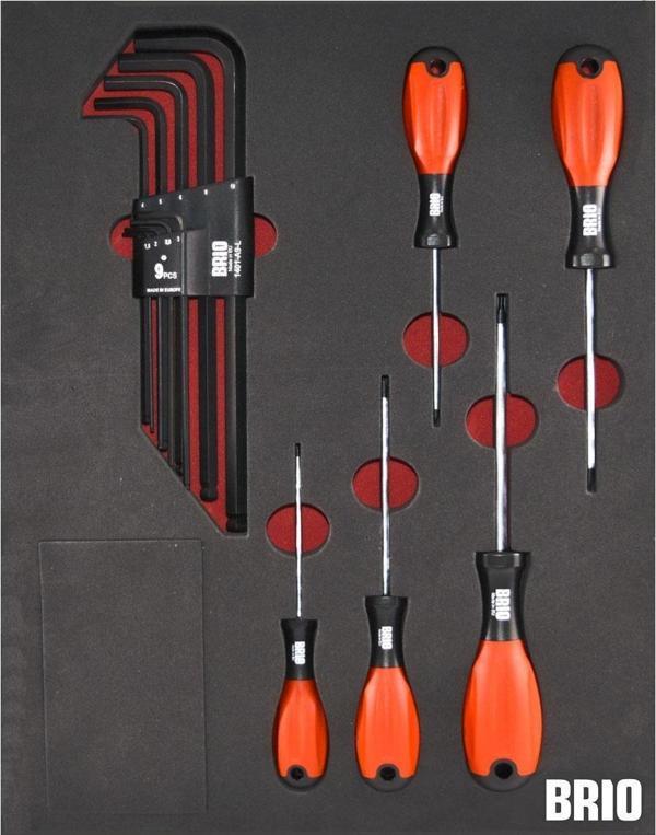 Brio Tornavida Torx (Tork) Seti Ve Allen Seti Uzun 14 Parça Sünger Yataklı - Image 1
