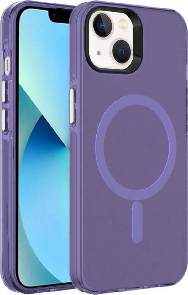 Apple iPhone 15 Plus Kılıf Zore Magsafe Şarj Özellikli Buzlu Transparan C-Pro Sert Kapak - Image 1