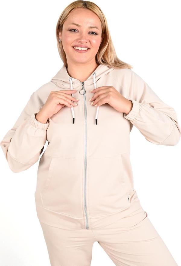 Koza Butik Kadın Büyük Beden Lastikli Eşofman Takımı 8044-24 Taş 3XL - Image 1