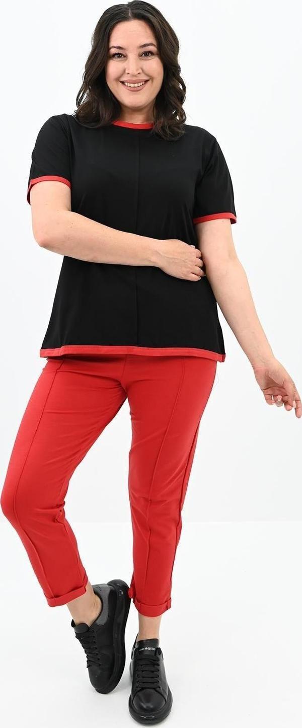 Koza Butik Kadın Büyük Beden Sırt Detaylı Eşofman Takımı 3804-23 Kırmızı 6XL - Image 1
