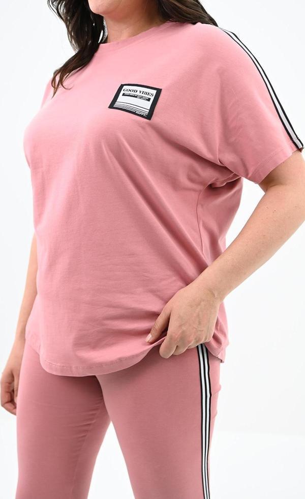Koza Butik Kadın Büyük Beden Taytlı Takım 3697-23 Pembe XL - Image 1