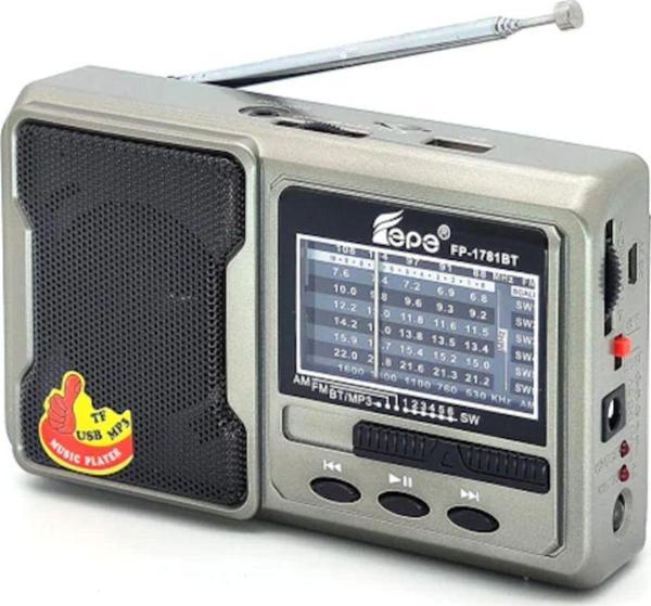 Fm Radyolu Bluetoothlu Şarjlı Cep Radyosu + El Feneri Fp-1781Bt - Image 1