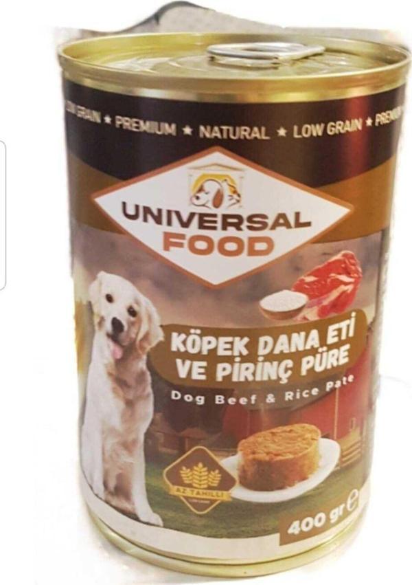 Universal Dana Eti Ve Pirinçli Püre Köpek Konserve Yaş Mama 400 Gr 12 Adet - Image 1