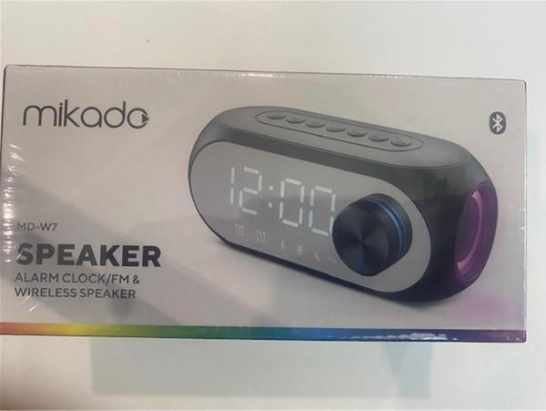 Md-W7 1200Mah 5W Siyah Bluetooth-Aux-Derece-Usb-Fm Double Alarmlı Saat Speaker Speaker - Image 1