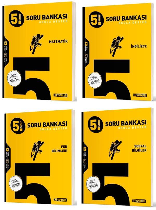 Hız 2025 5. Sınıf Matematik İngilizce Fen Sosyal Soru Seti 4 Kitap - Hız Yayınları - Image 1