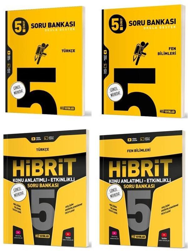 Hız 2025 5. Sınıf Türkçe + Fen Bilimleri Soru + Hibrit - Konu Seti 4 Kitap - Hız Yayınları - Image 1