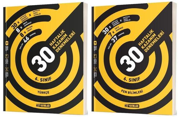 Hız 2025 6. Sınıf Türkçe + Fen Bilimleri 36 Haftalık Deneme Seti 2 Kitap - Hız Yayınları - Image 1