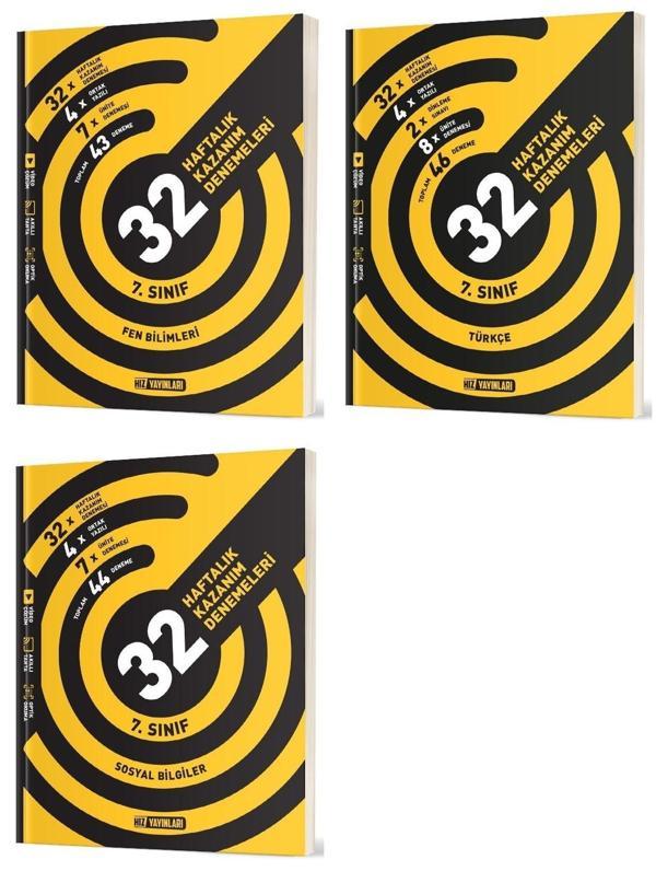 Hız 2025 7. Sınıf Fen Bilimleri + Türkçe + Sosyal 36 Haftalık Deneme Seti 3 Kitap - Hız Yayınları - Image 1
