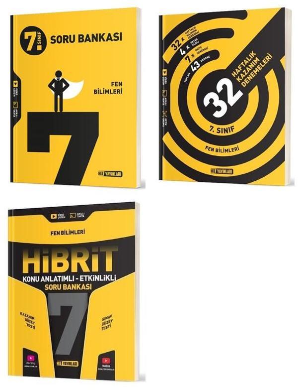 Hız 2025 7. Sınıf Fen Bilimleri Soru Bankası + Hibrit + 36 Haftalık Deneme Seti 3 Kitap - Hız Yayınları - Image 1