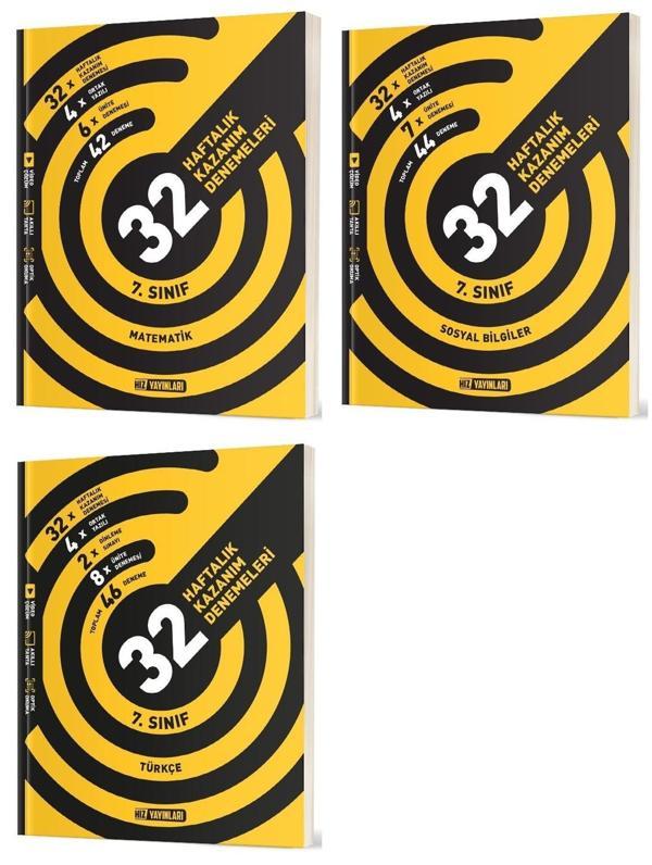 Hız 2025 7. Sınıf Matematik + Türkçe + Sosyal 36 Haftalık Deneme Seti 3 Kitap - Hız Yayınları - Image 1