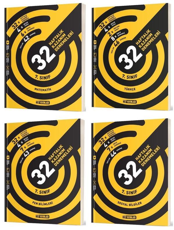 Hız 2025 7. Sınıf Matematik Türkçe Fen Sosyal 36 Haftalık Deneme Seti 4 Kitap - Hız Yayınları - Image 1