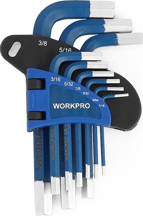 WORKPRO WP222014 9 Parça Kısa Boy CR-V Metrik Profesyonel Allen Anahtar Takımı - Image 1