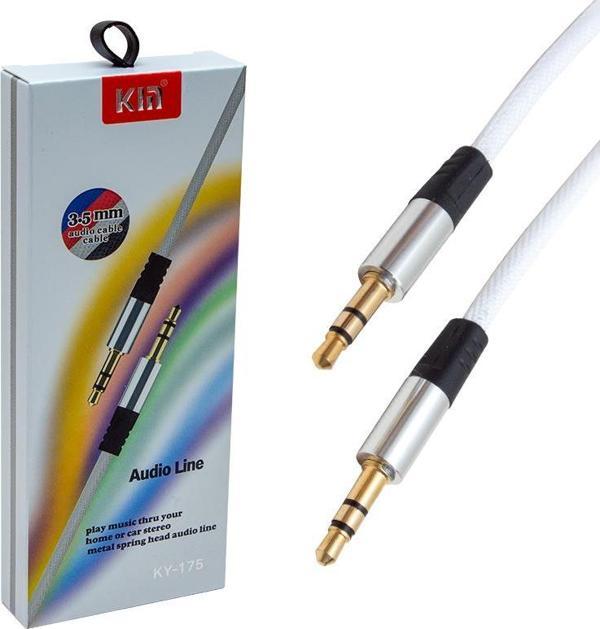 POWERMASTER PM-3779 3.5 MM 1.2 METRE ERKEK/ERKEK BEYAZ STEREO AUX KABLO - Image 1
