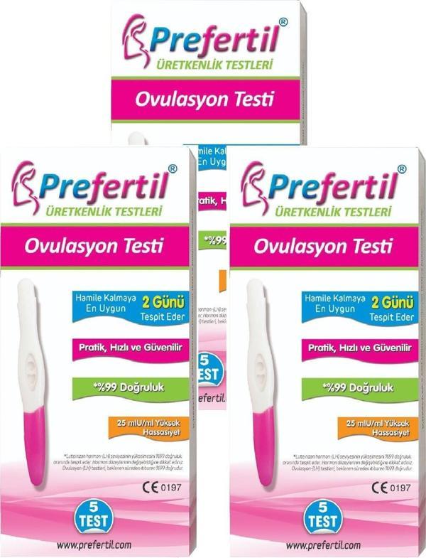 PREFERTİL Ovulasyon/Yumurtlama Testi - [ 3 Kutu = 15 Test ] - Image 1
