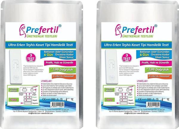Prefertil Ultra Erken Kaset Gebelik/Hamilelik Testi - [ 2 Kutu = 6 Test ] - Image 1