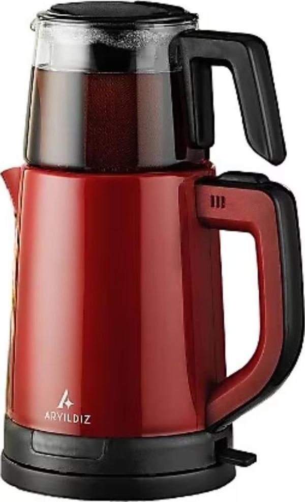 Ar Yıldız Tea Joy 1800 W Kırmızı Cam Demlikli Çay Makinesi - Image 1