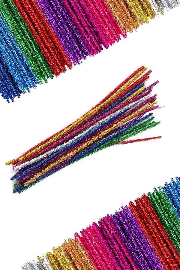 Limmy Şönil Renkli Metalik 30 Cm Renkli Metalik Tüylü Tel  20 Li- 1  Paket - Image 1