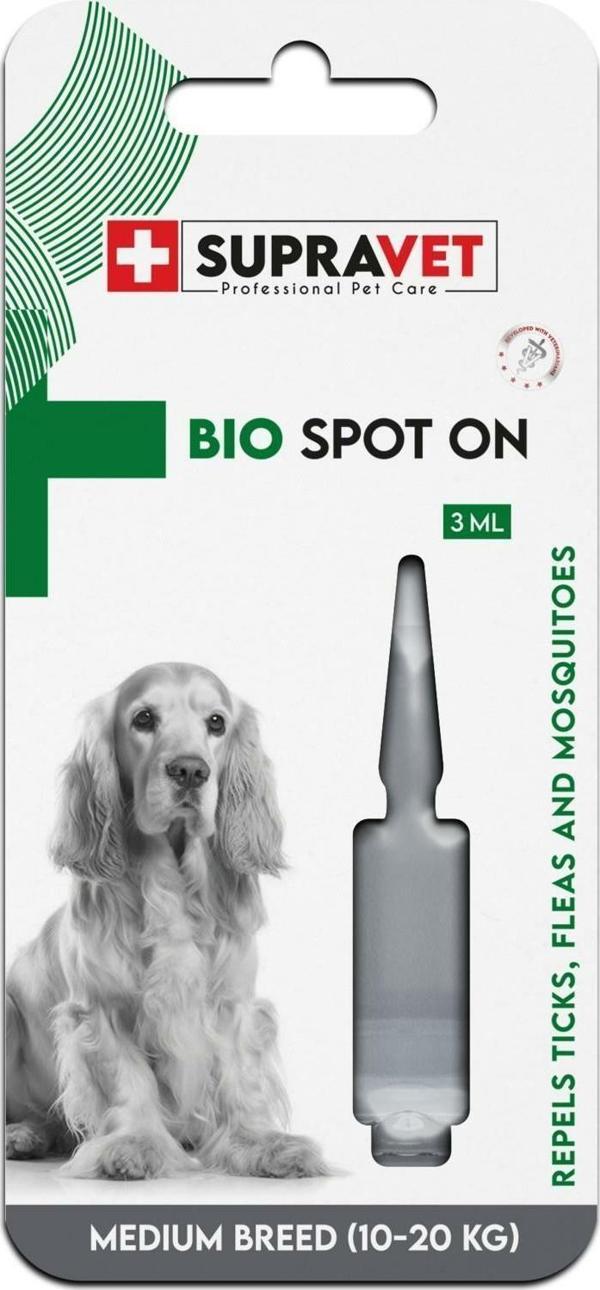 Supravet Orta Irk Köpek Deri ve Tüy Bakım Ense Yağı; Bit Pire Kene Dış Parazit Bitkisel Damla (10-20kg) 3 ml - Image 1