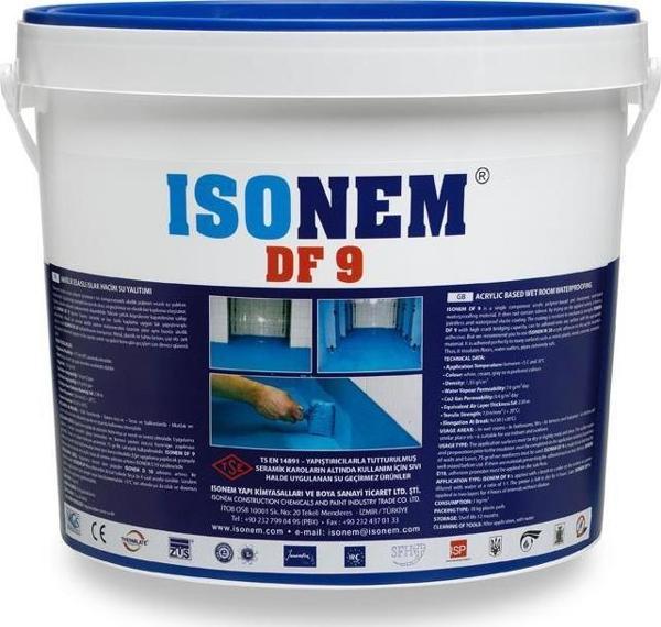 İsonem Df 9 Akrilik Esaslı Islak Hacim Su Yalıtımı 10 Kg Mavi - Image 1