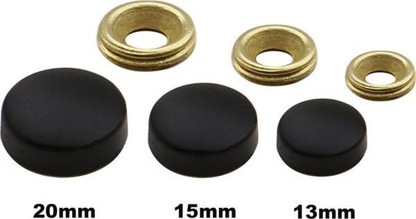 METAL VİDA KAPAMA ZAMAK 20 MM MAT SİYAH ( 10 ADET ) - Image 1