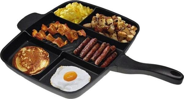 NURGAZ Çelik Granit Döküm Tava 5 Gözlü Çok Amaçlı Camp Tava Bpa Free Siyah - Image 1