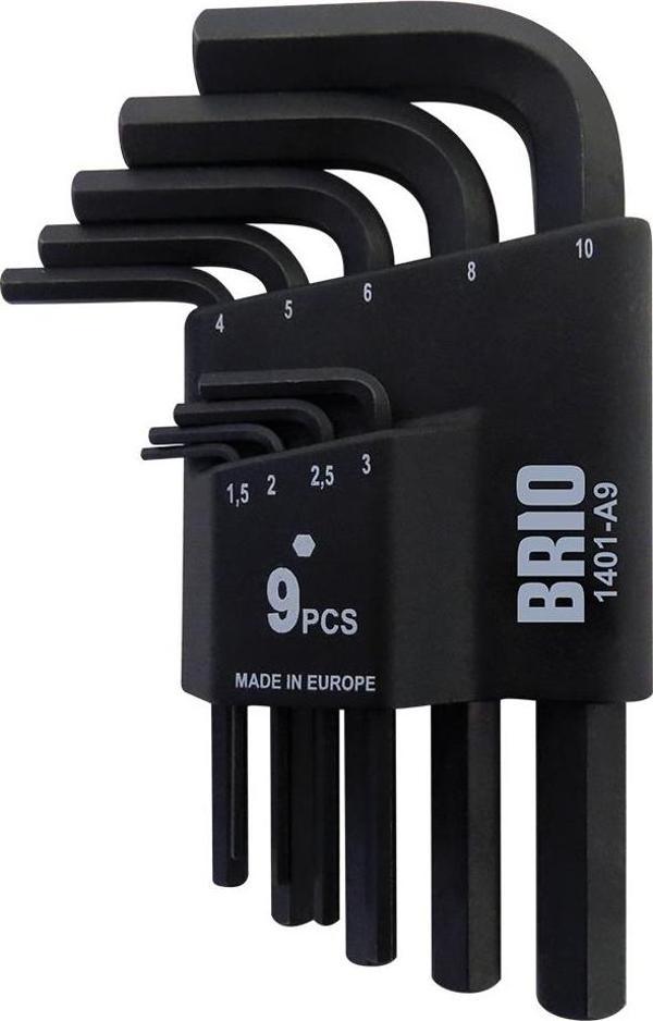 Brio Allen Anahtar (Alyan Anahtar) Seti Kısa 9 Parça 1,5-10 Mm - Image 1