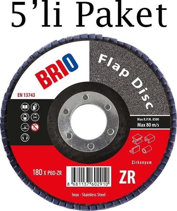 Brio Flap Disk 180Xp60 Zr 5'li Paket - Image 1