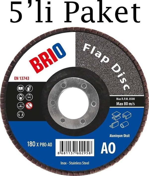 Brio Flap Disk 180Xp80 Ao 5'li Paket - Image 1