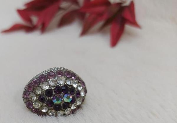 Hdmarketim Kadın Yüzük Otantik  Swaroski Taşlı Gri Renk Yüzük - Image 1