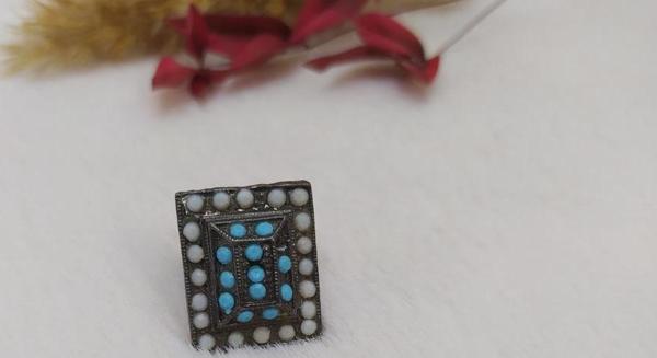 Hdmarketim Kadın Yüzük Otantik Eskitme Tasarım Taşlı  Füme Renk Yüzük - Image 1