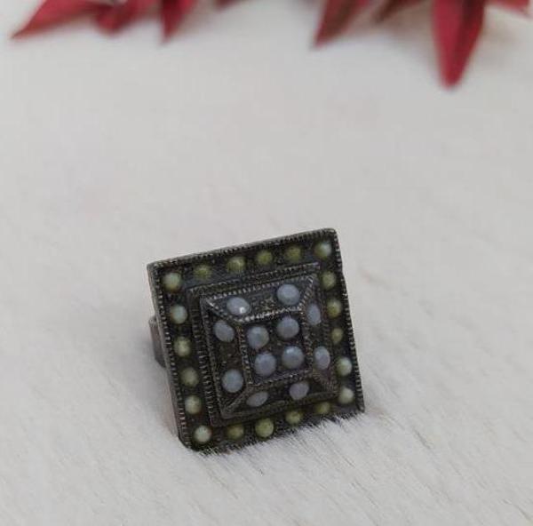 Hdmarketim Kadın Yüzük Otantik Eskitme Tasarım Taşlı Füme Renk Yüzük - Image 1