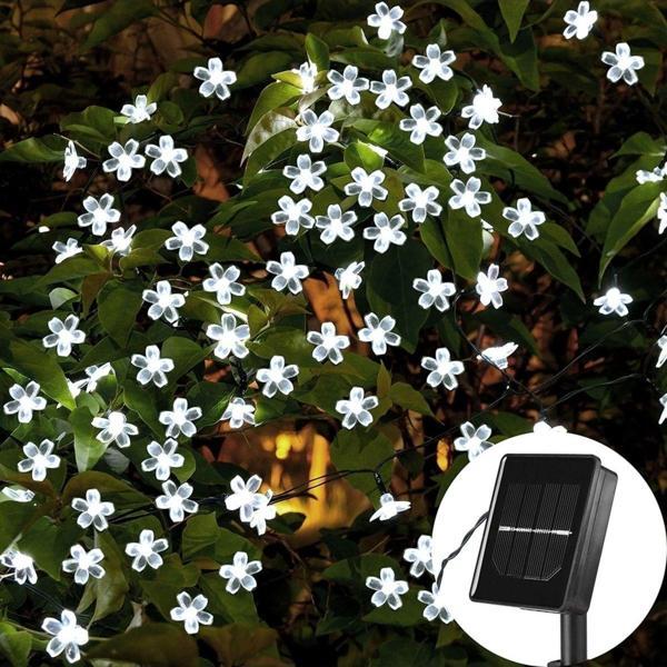 Ebulduk Çiçek Desenli Solar Aydınlatma-30 Ledli Güneş Enerjili 2 Fonksiyonlu Beyaz Işık Aydınlatma 5 Metre - Image 1