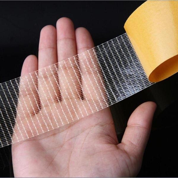Ebulduk Süper Güçlü Çift Taraflı Bant-Şeffaf Fiber Bant-5 Cm En 10 Metre Uzunluğunda Izgara Süper Bant - Image 1