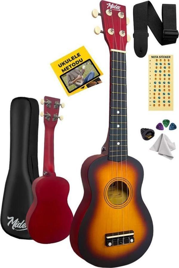 Midex UKX-233SB Sunburs Concert Ukulele (Askı Çanta Metod Pena) - Image 1