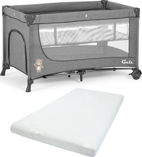 Gulz Lindo Oyun Parkı Bebek Beşik 70x120 Cm + Pamuk Yatak Gray - Image 1