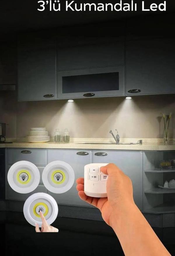 Mithra Life 3 Adet Uzaktan Kumandalı Kablosuz Led Aydınlatma MIT1101 - Image 1