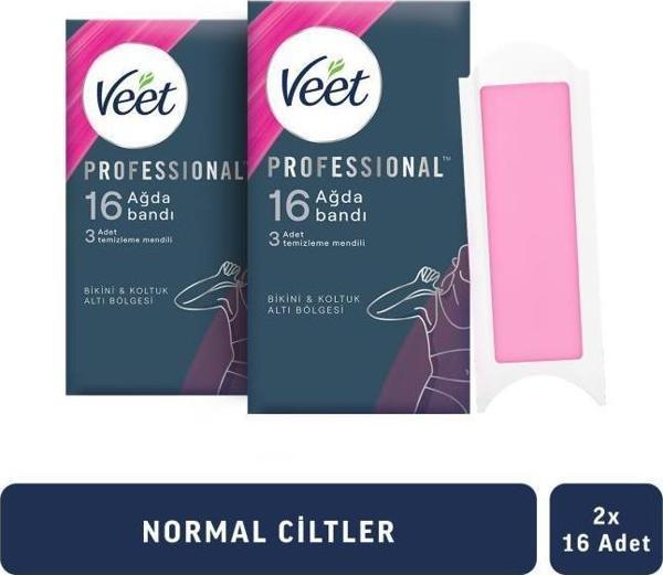 Veet Professional Sir Ağda Bandı Bikini ve Koltuktaltı Bölgesi Normal Ciltler 32’li(16 x 2)  - Image 1